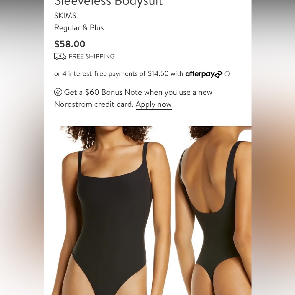 SKIMS fits everybody bodysuit in onyx size small.